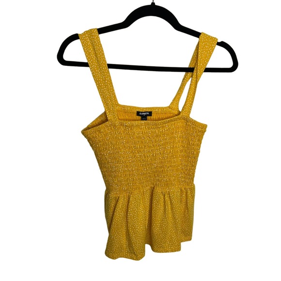 Express Tops - Express Womens Size Medium Yellow Abstract Dot Smocked Tank Blouse